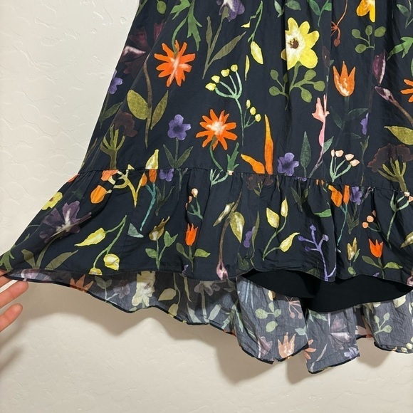 Slate & Willow Black Floral Print One-Shoulder Hi-Low Ruffle Hem Dress Size 2 - Picture 7 of 11